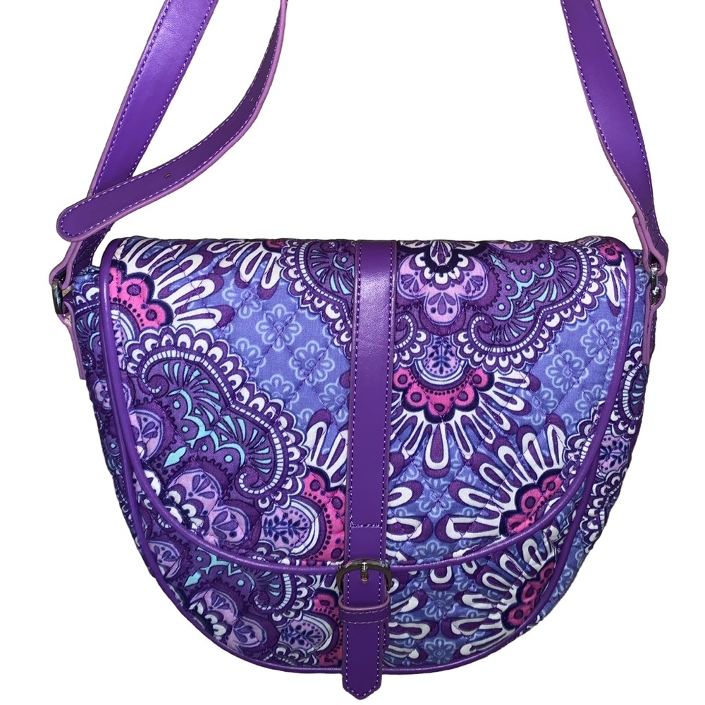 Vera Bradley Slim Saddle Bag Lilac Tapestry Crossbody